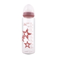 Стъклено шише с биберон anti-colic 240 мл. / Розови Звезди